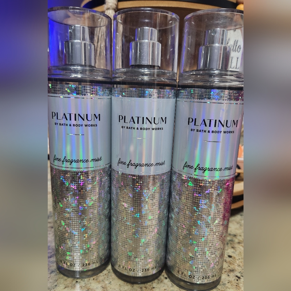 NWT Bath and Body Works "Platinum" Fragrance Mist Bundle of 3